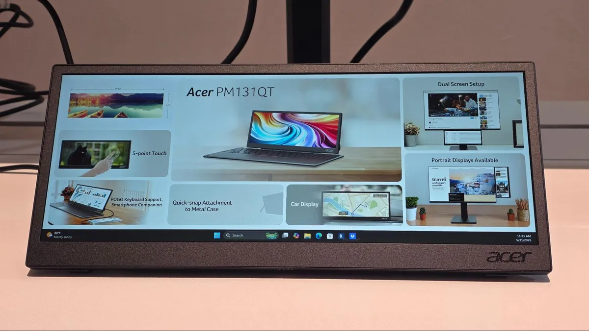 Acer представила монитор-полоску PM131QT за $179 с магнитным креплением